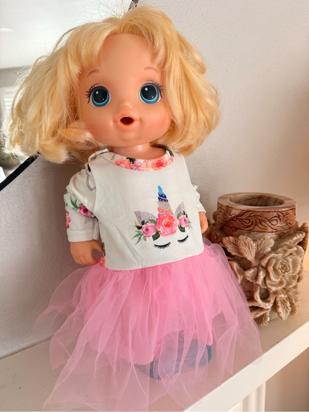 Baby Alive Blonde Doll Blue Eyes Pink Tutu Outfit Works Hasbro 2017